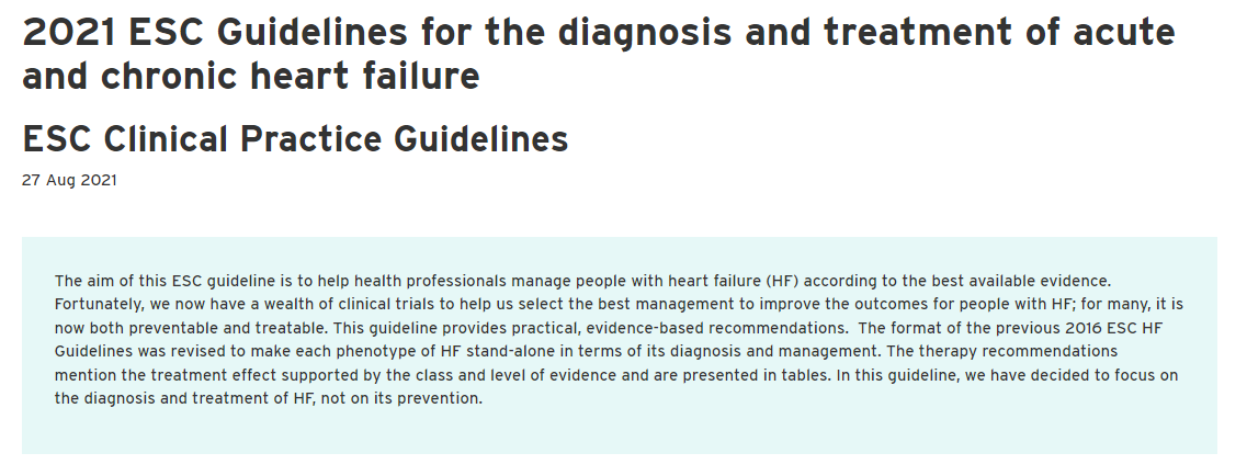 2021 ESC Guidelines for the diagnosis and treatment of acute and ...